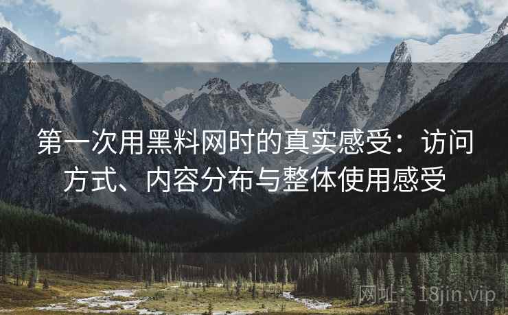 第一次用黑料网时的真实感受：访问方式、内容分布与整体使用感受