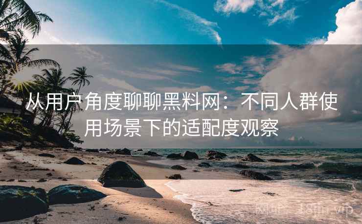 从用户角度聊聊黑料网：不同人群使用场景下的适配度观察